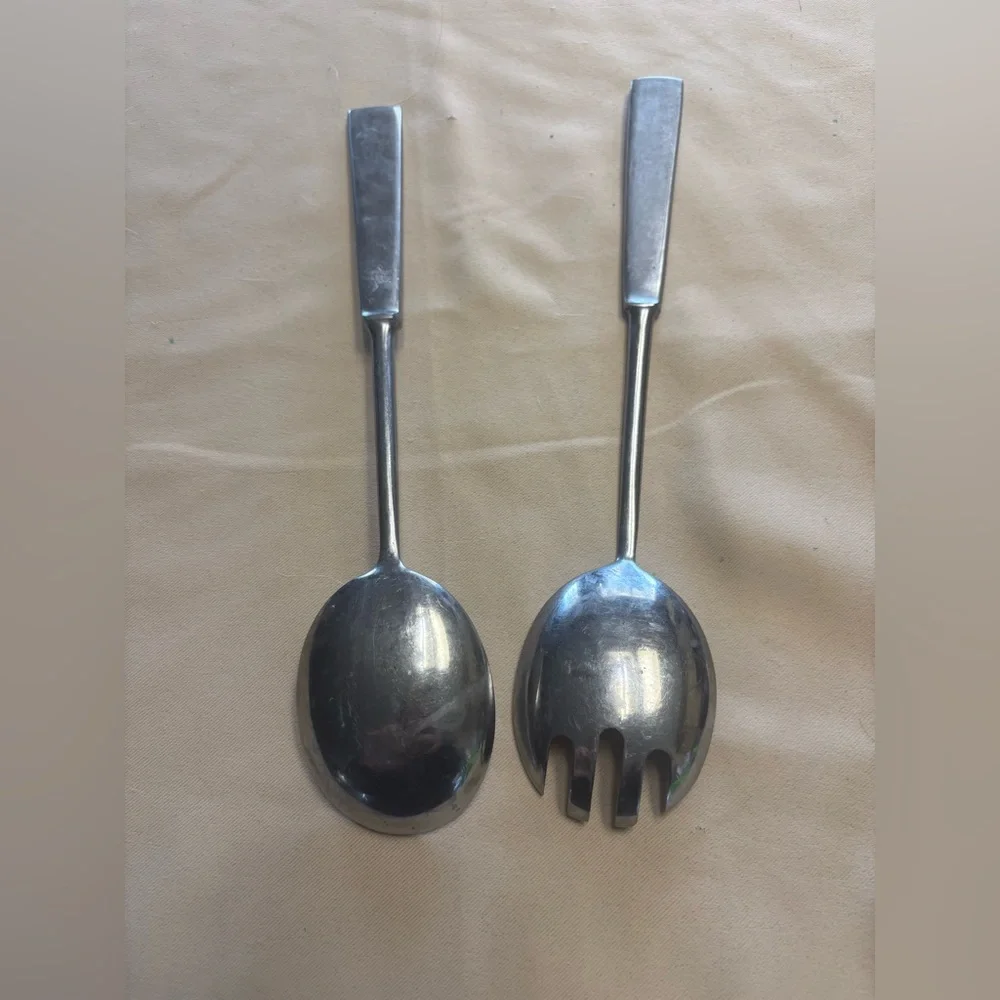 Vintage Capri Stainless Steel Italy Salad‎ Set Spoon Spork 11” Serveware